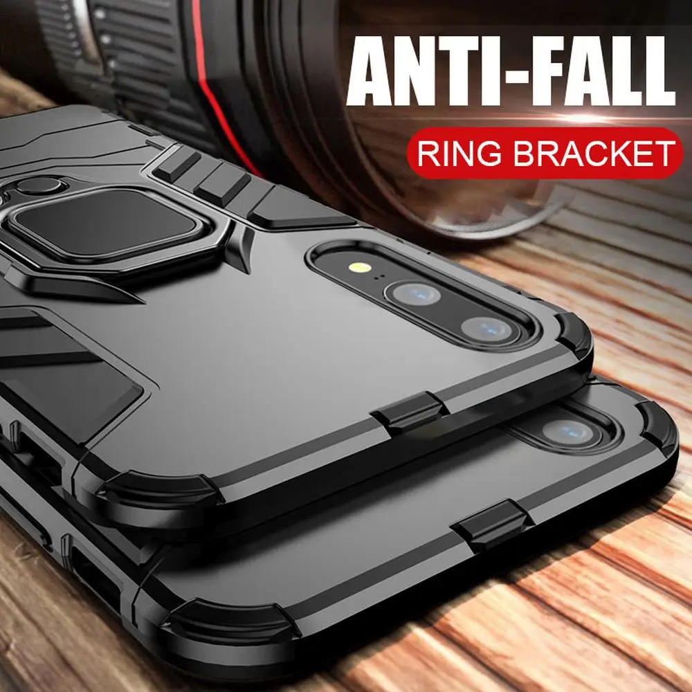 Armor Metal Finger Ring Holder Cover For Huawei P20 Lite P30 Pro Silicone Soft Shockproof Phone Case Mate 20 Capa | Мобильные