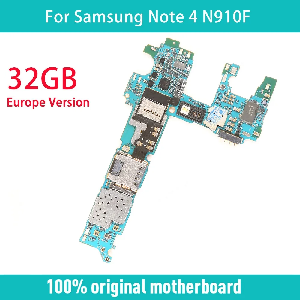 Европейская версия для Samsung Note 4 N910F материнская плата 32 Гб с чипами IMEI 100% Хорошая