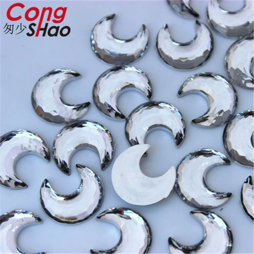 Cong Shao 200pcs 15mm AB Color flat back stones and crystals Acrylic Moon Rhinestone trim DIY Wedding Dress Decoration YB230 | Дом и сад