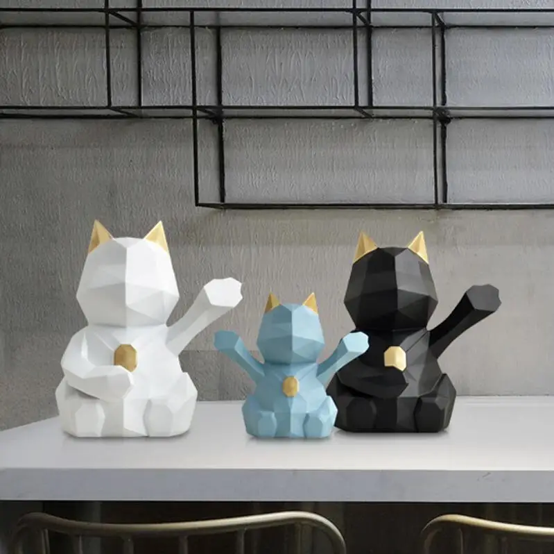 Европейские полимерные 3D геометрические узоры со счастливым котом для дома