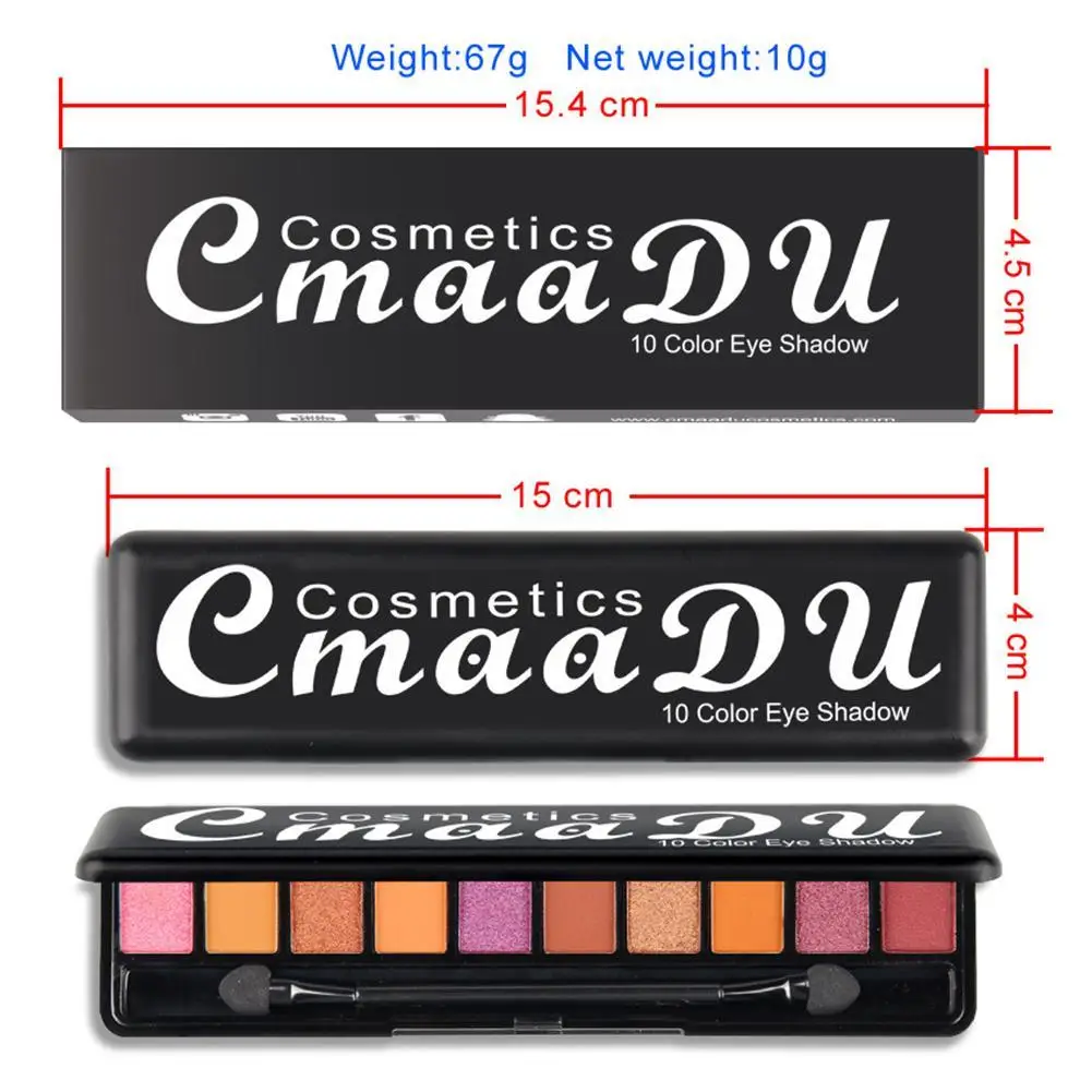 10 Color Eyeshadow Palette Waterproof Eye Pigment Powder Shimmer Matte Nude Shadow With brush Mirror Makeup Tools |