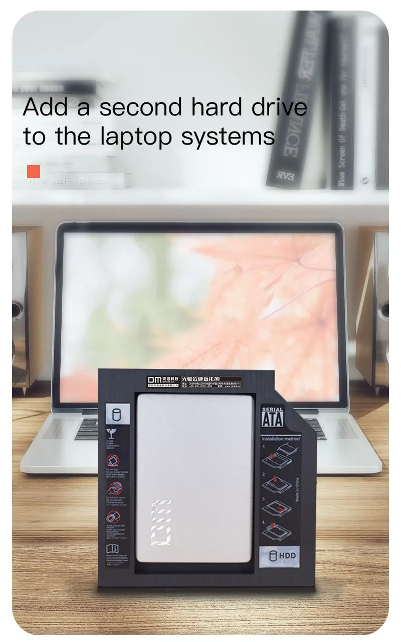 DM DW95 HDD Caddy 9,5 мм Пластик Optibay SATA 3,0 коробка для жесткого диска корпус DVD адаптер 2,5 SSD 2 ТБ для ноутбука CD-ROM