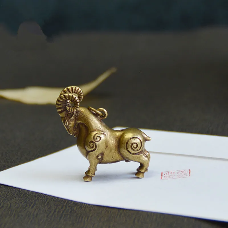 Ретро стиль скульптура из чистой меди ягненка Латунь маленькие части Бронзовая