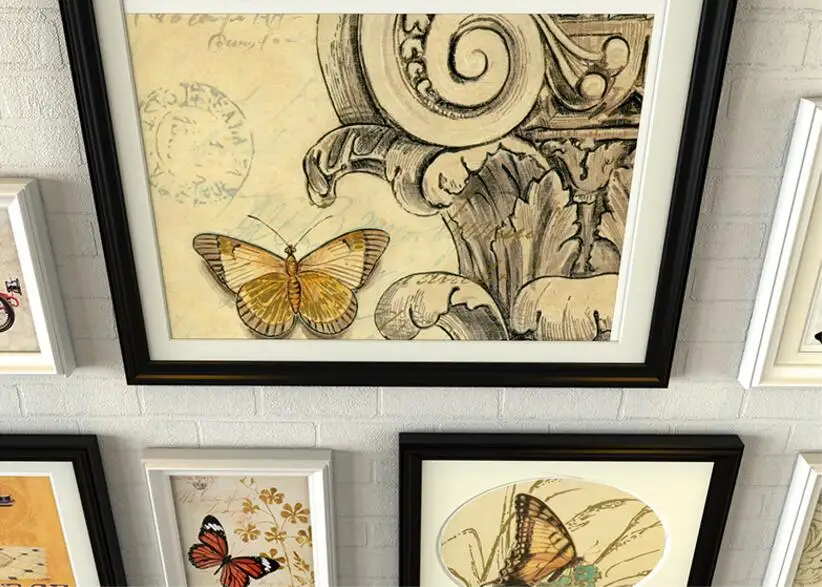 9 шт./компл. набор винтажных европейских семейных фоторамок с наклейкой на стену