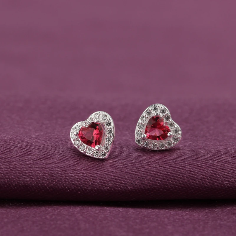 Женские серьги гвоздики из серебра 925 пробы с красным камнем|stud earrings|accessories