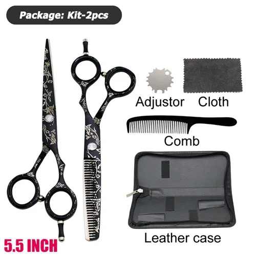 5.5kit-leather case Univinlions накидка подарок 5,5 6," узор ножницы для волос парикмахер ciseaux coiffure филировочные ножницы японские ножницы Парикмахерская - Цвет: 5.5kit-leather case