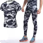 Компрессионные комплекты из 2 предметов, костюм для фитнеса, футболка с 3D принтом, спортивные штаны, футболка для похудения, быстросохнущие рубашки, XXXL