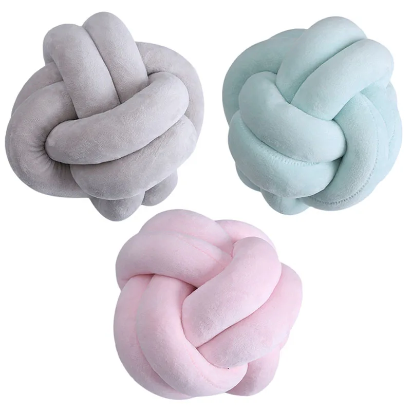 

18cm 22cm Nordic Style Velvet Knot Ball Pillow Baby Sofa Cushion Baby Stuffed Toys Kids Adult Bedroom Decoration Car Cushions