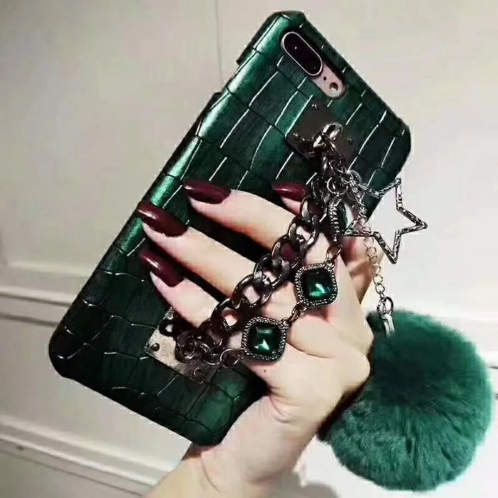 Мода блестками крокодиловой кожи чехлы для iPhone XSmax XS XR X 8 7 6 plus Emeral браслет Чехлы
