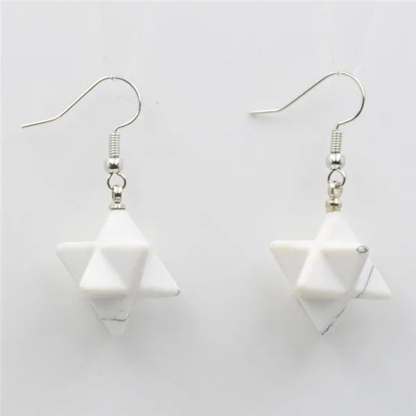 howlite Новые серьги-капельки с полудрагоценным камнем, серьги, белые розовые кристаллы аметиста, милые серьги Merkaba, серьги-крючки, женские подарки, модные очаровательные ювелирные изделия - Окраска металла: howlite