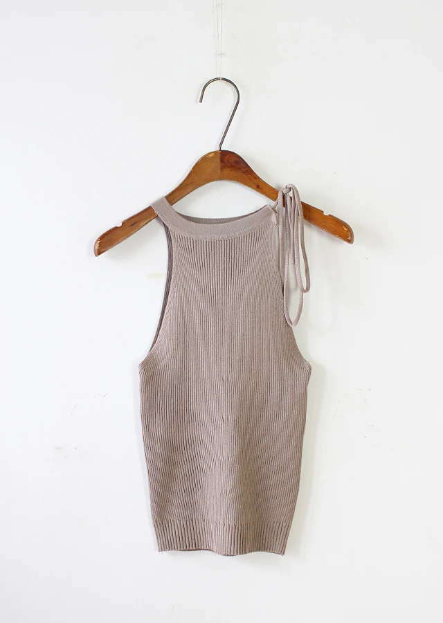 Хит продаж сексуальный трикотажный топ без рукавов с завязками на шее женский