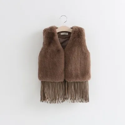 Весенне-зимний детский жилет для девочек модные жилеты с кисточками Новогодние