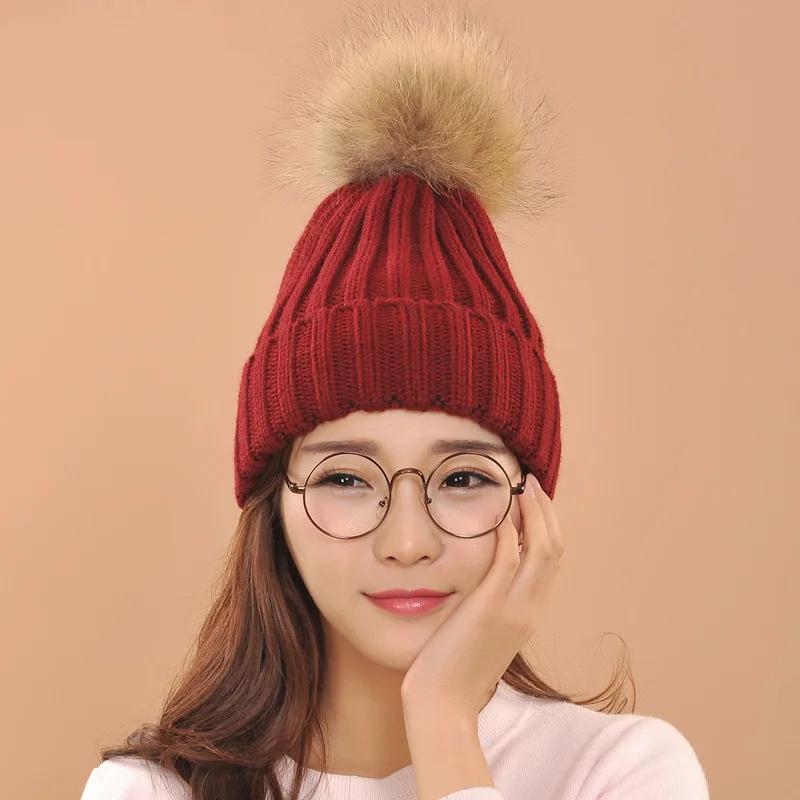 Лидер продаж меховая шапка с помпонами зимняя женская для девочек вязаная