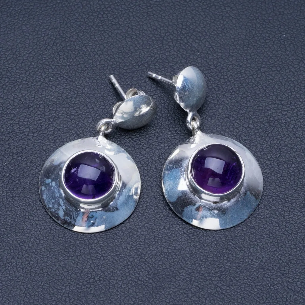 Серьги из 925 пробы серебра с натуральным аметистом 1 &quotQ1670|Серьги-подвески| |