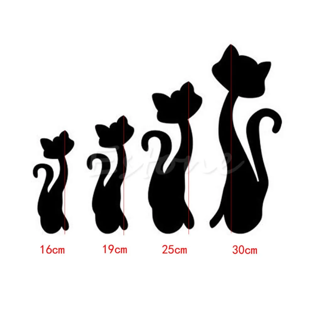 4 шт. милые кошки 3D акриловые зеркальные настенные наклейки домашняя роспись DIY
