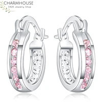 charmhouse hoop earrings for women sterling silver exuqisite u shape zirconia earing brincos femme pendientes wedding jewelry