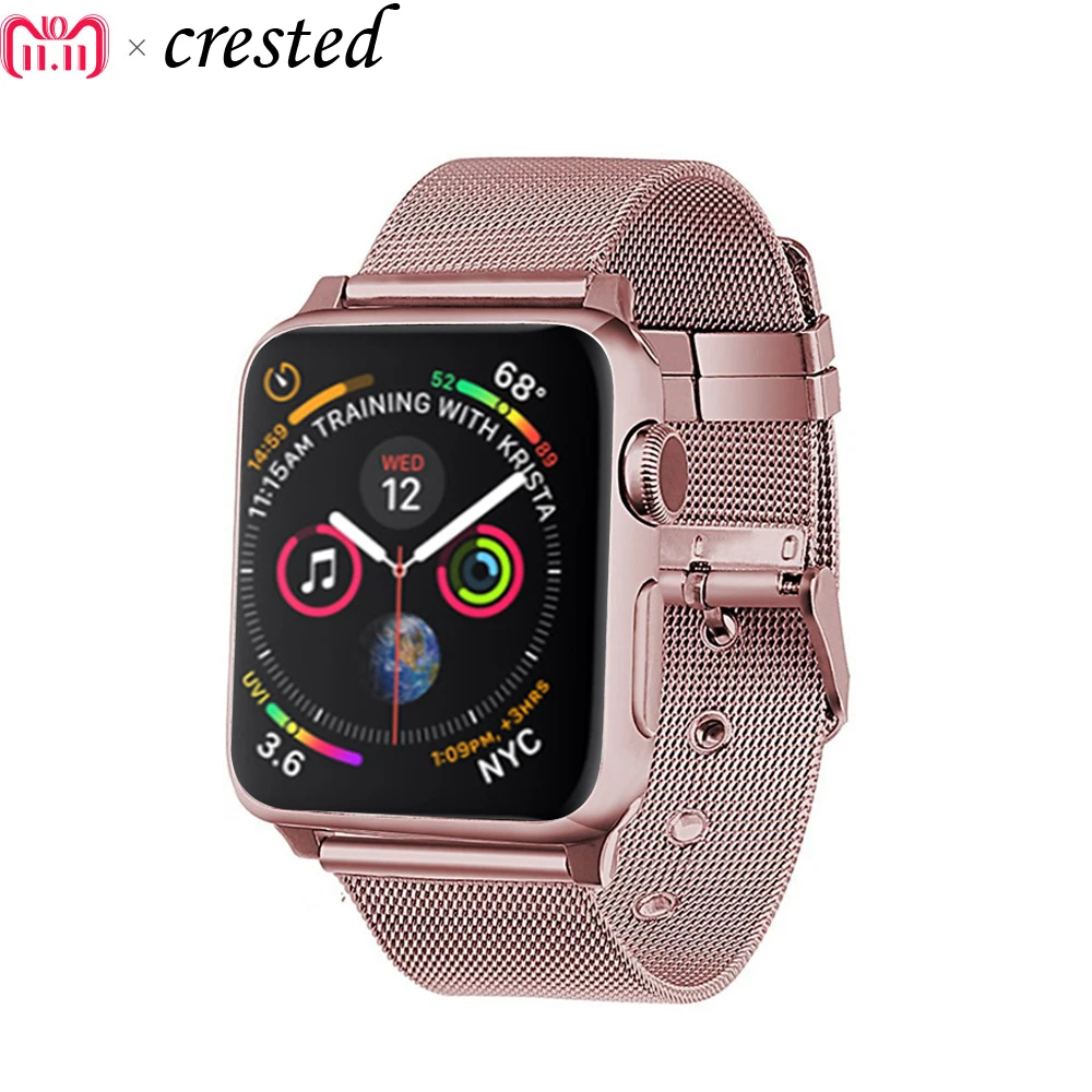 Миланский ремешок для Apple watch 44 мм 40 мм iWatch 42 мм 38 м металлический браслет для часов из нержавеющей стали Apple watch 5 4 3 2