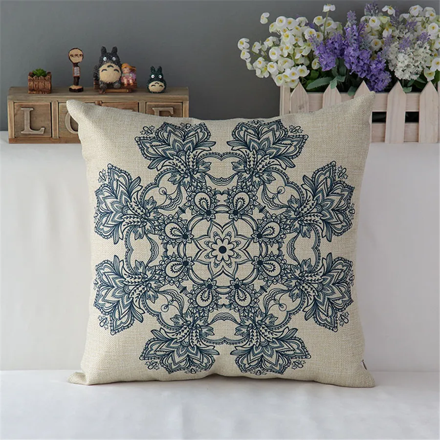 18 &quotквадратная простая Геометрическая Цветочная хлопковая льняная подушка для