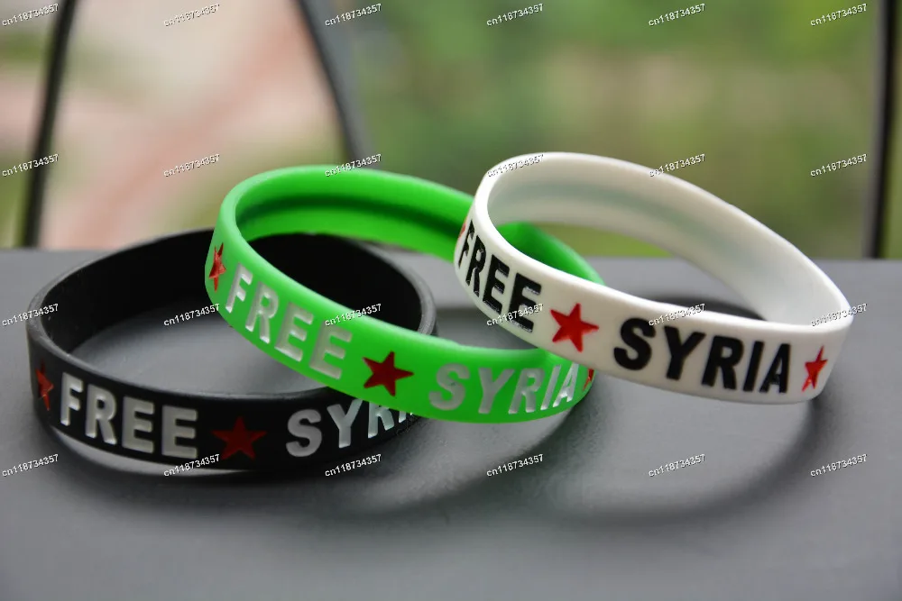 Syria wristband Free silicon bracelet Syrian Revolution independence Flag 3colours 100pcs/lot free shipping | Украшения и