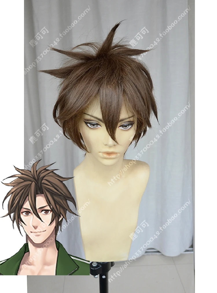 

Anime Touken Ranbu Online Otegine Cosplay Wigs Short Brown Fluffy Heat Resistant Synthetic Hair Wig + Wig Cap