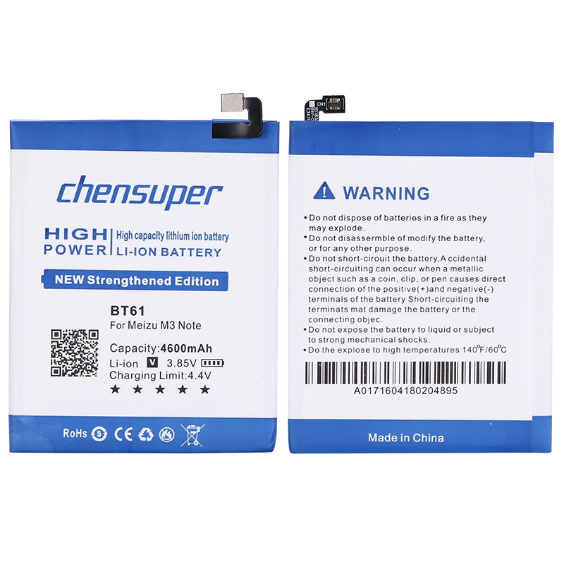 Литиевая аккумуляторная батарея chensuper BT61 4600 мАч для телефона Meizu M3 Note M681H M681Q M681 3