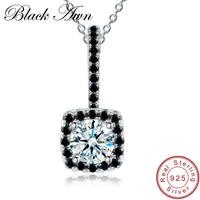 black awn 925 sterling silver jewelry necklace for women female square bijoux necklaces pendants silver 925 jewelry p051