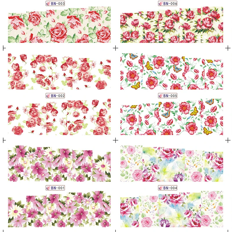 Ladymisty Nail Art серия цветов переводные наклейки для ногтей полное покрытие набор