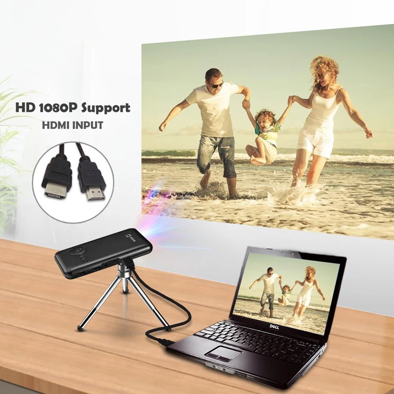 

AODIN D05 Android 7.1 OS Pico Pocket HD Portable 32G Micro Built-in WIFI Bluetooth Mini LED DLP Projector with Battery HDMI IN