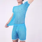 Мужская сетчатая Прозрачная Футболка, сексуальная мужская футболка с коротким рукавом для ночного клуба, Мужская Уличная одежда для выступлений, топы (только топ)