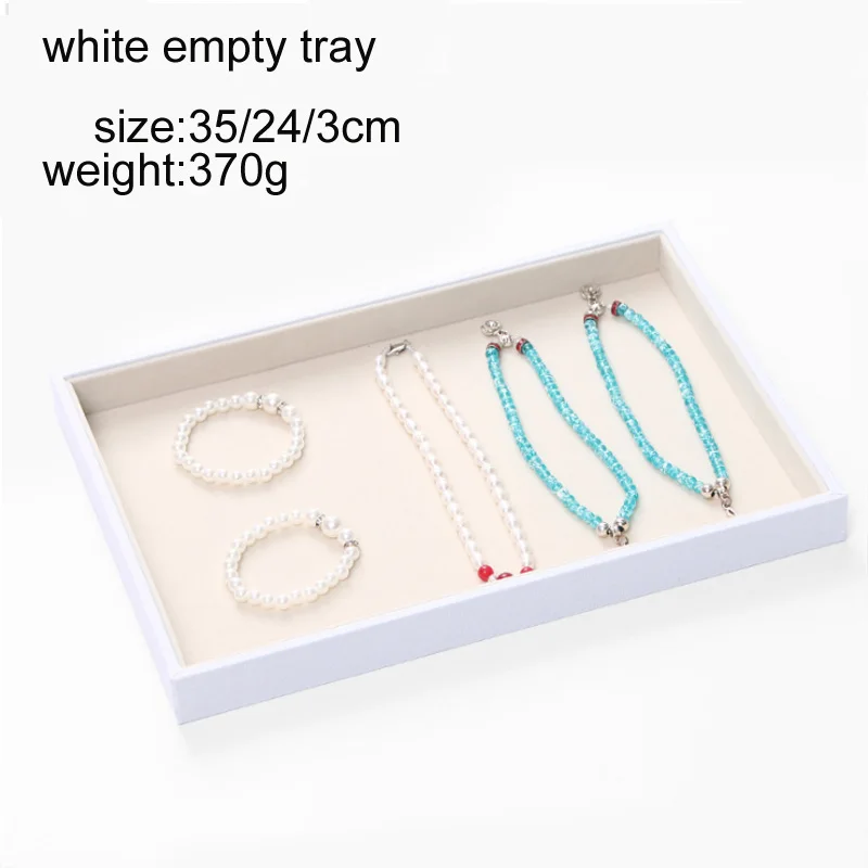 white empty tray Пять стилей, пять цветов, бархатный лоток для ювелирных изделий, чехол для демонстрации, чехол, ожерелье, кольца, браслет, чехол для демонстрации, Органайзер - Цвет: white empty tray
