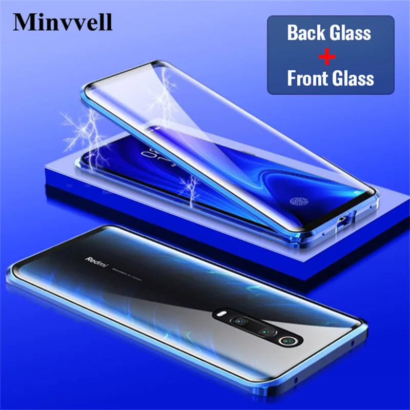Магнитный металлический чехол для redmi k20 pro xiaomi Mi 9T двухсторонний стеклянный на