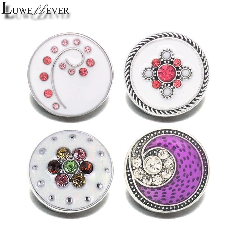 

New Component 087 Crystal 3D 18mm Metal Snap Button For Bracelet Necklace Interchangeable Jewelry Women Accessorie Findings