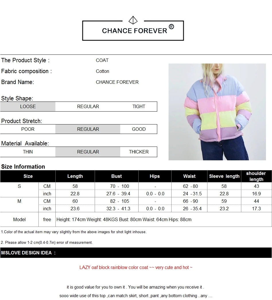 Lazy Oaf Маскарона мороженое Цвет теплый хлопок Радуга пальто jaqueta feminina Inverno casaco Feminino