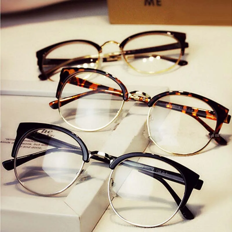 Модная круглая наполовину оправа для очков Мужская ретро большая с