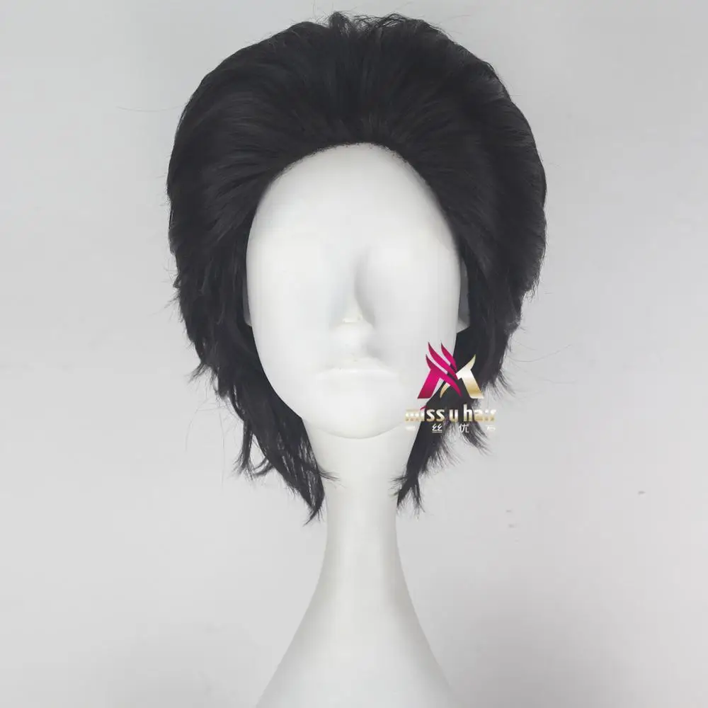 Miss U Hair для мужчин унисекс 33 см короткие прямые волосы синтетические Auburn черный красный цвет Хэллоуин косплей костюм парик ролевые игры парик