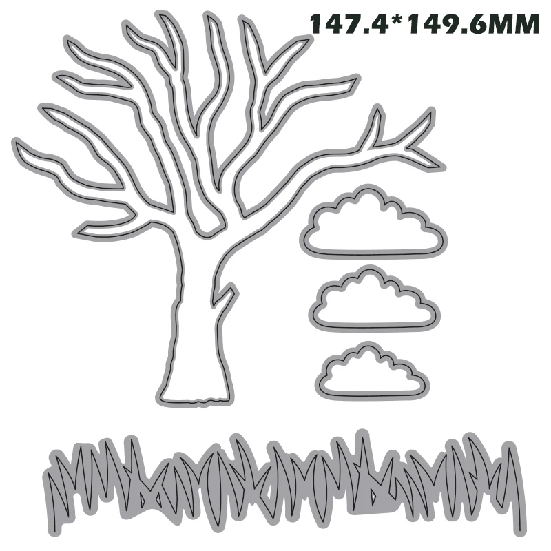 tree grass cloud Жираф зебра обезьяна Тигр Лев милые животные металлические режущие штампы для изготовления карт Скрапбукинг альбом «сделай сам» украшение ремесло Новинка - Цвет: tree grass cloud