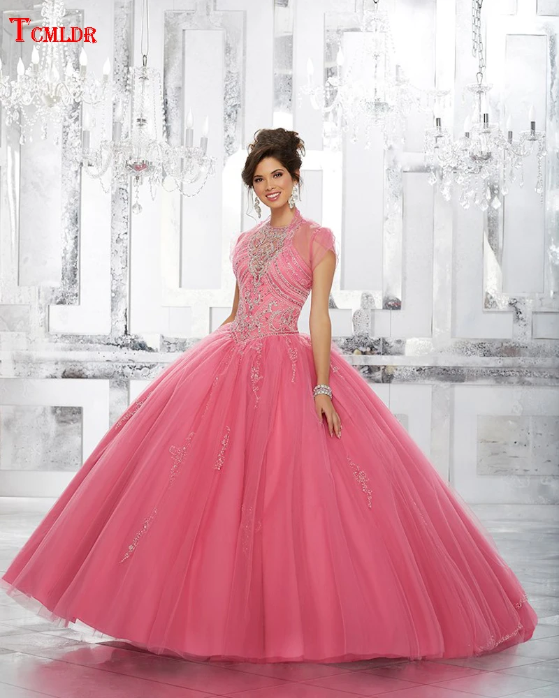 Tcmldr великолепная холтер шеи бальное платье из органзы quinceanera платья 2017 роскошный