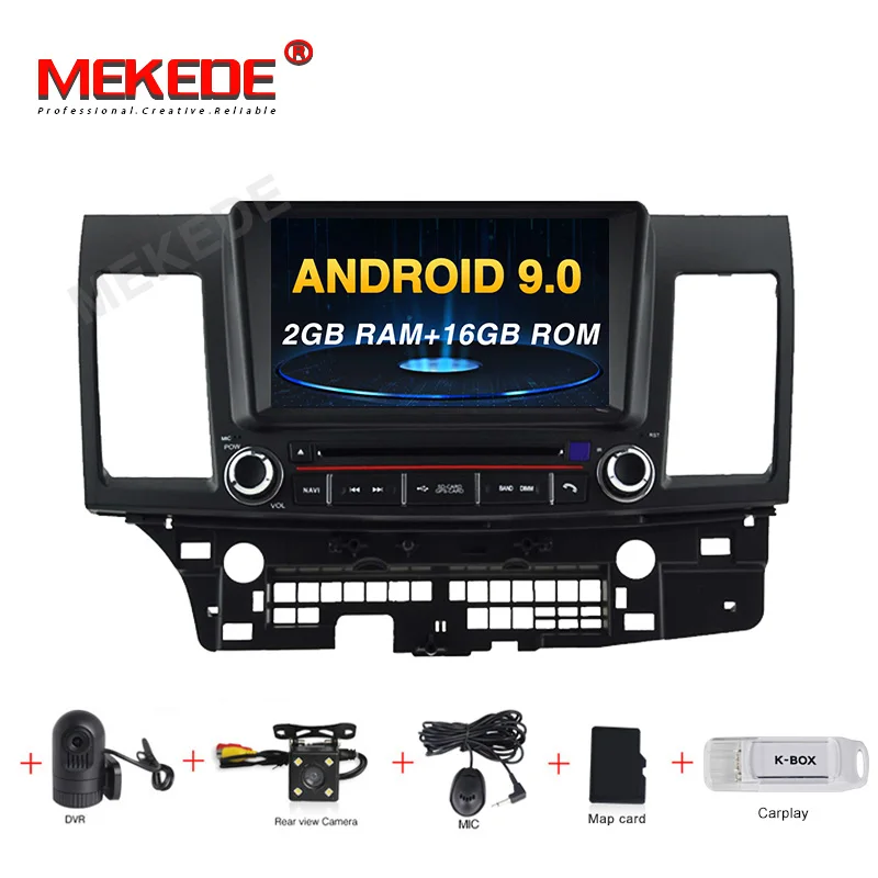 camera DVR carplay Android 9,0 " 2din автомобильный gps Навигатор Радио-Кассетный проигрыватель для Mitsubishi Lancer EX EVO Lancer 10 2006- WiFi BT USB navi - Color: camera DVR carplay