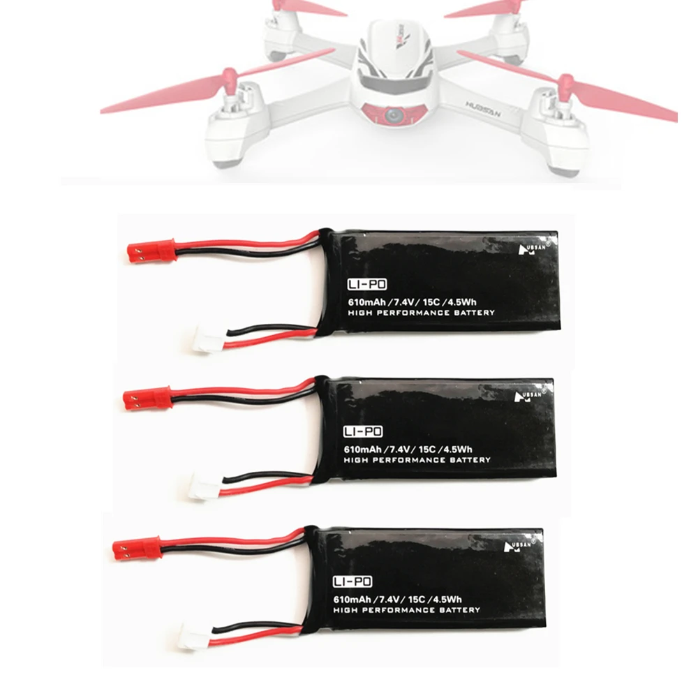 Оригинальный аккумулятор Original For Hubsan X4 H502S H502E 7.4V 610mAh lipo battery 15C 4.5WH 2S JST Plug RC Quadcopter Drone Parts 5Pcs/lot