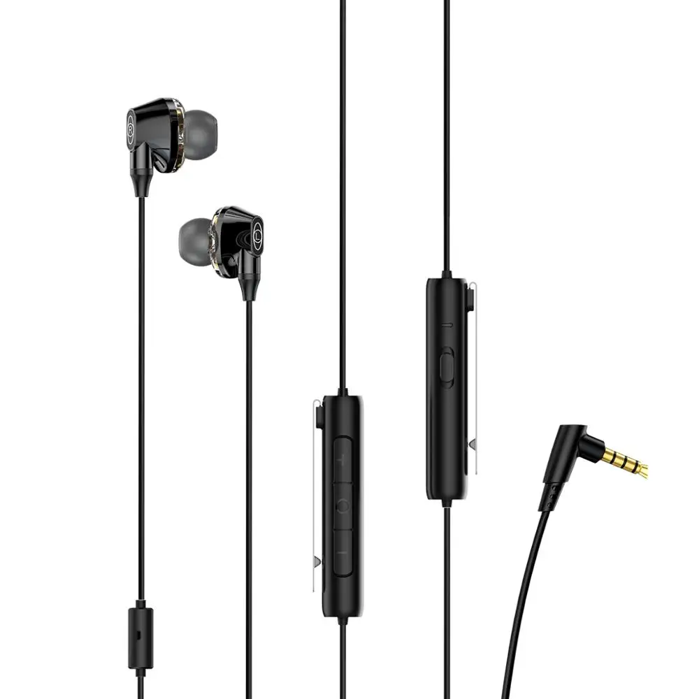 Black Baseus H08, проводные наушники с двойным драйвером, 3D стерео звук, 3,5 мм разъем, наушник с микрофоном для телефона, поддержка 3D фильмов/игр/музыки - Цвет: Black