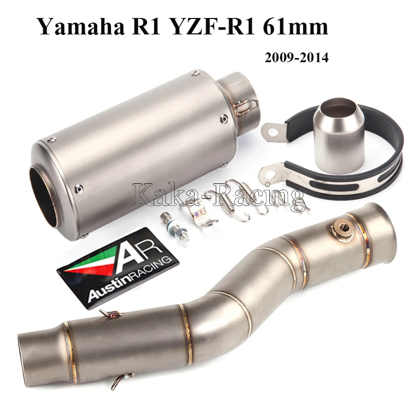 61 мм средняя труба для Yamaha R1 YZF-R1 2009-2014 мотоциклетный глушитель выхлопной трубы