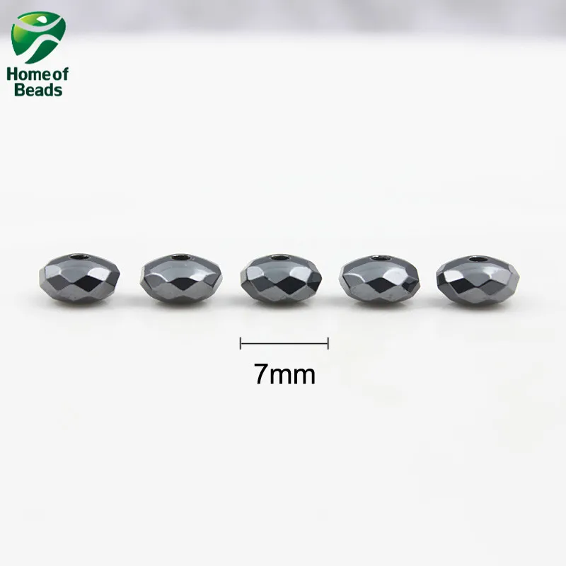 AAA Качество камень гематит Свободный плоский граненый разделитель бусины черный