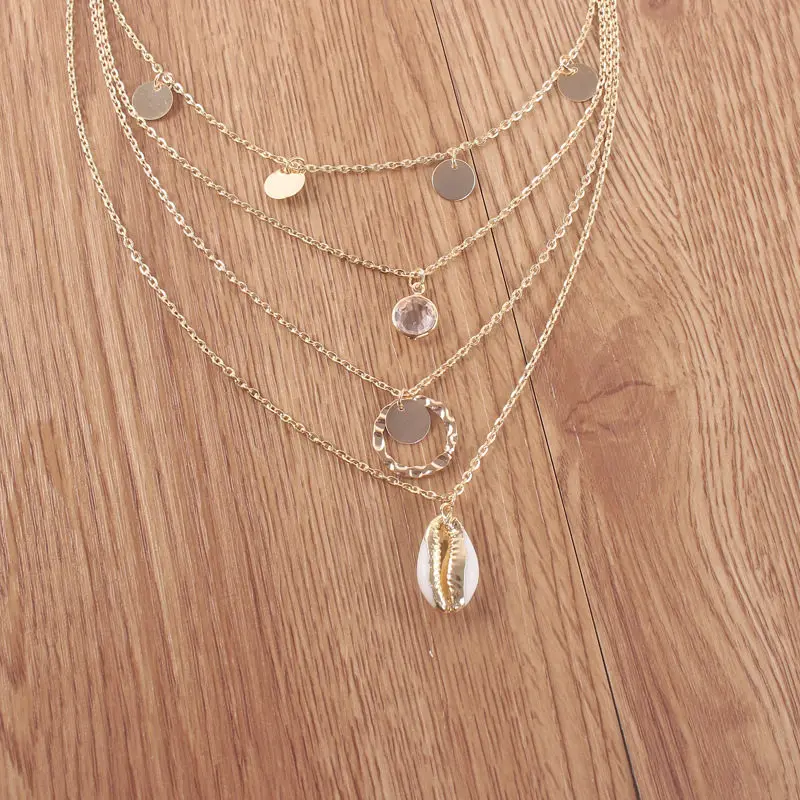 Женское винтажное ожерелье чокер многослойная цепочка с кулоном монеткой и