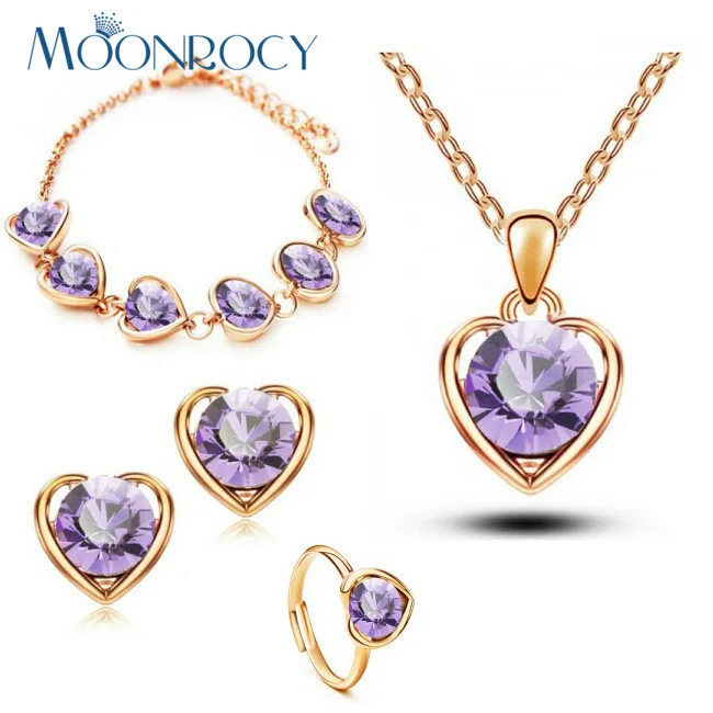 Женский комплект ювелирных изделий MOONROCY ожерелье серьги кольцо браслет цвета