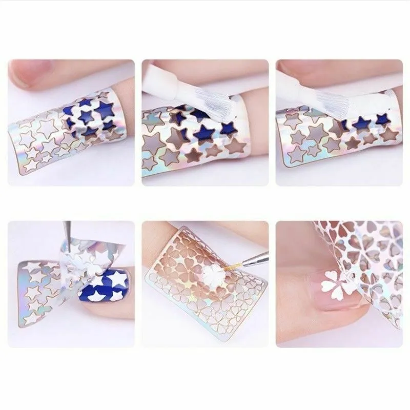 Виниловые трафареты для дизайна ногтей изогнутые 3d-насадки маникюра 24 листов