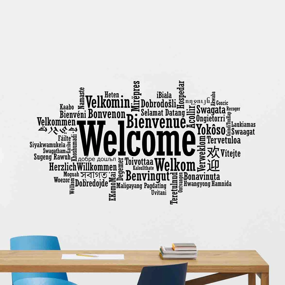 

Надпись «Добро пожаловать на язык», настенная наклейка, декор для офиса, бизнеса, магазина, «Добро пожаловать на много языков», Виниловая на...