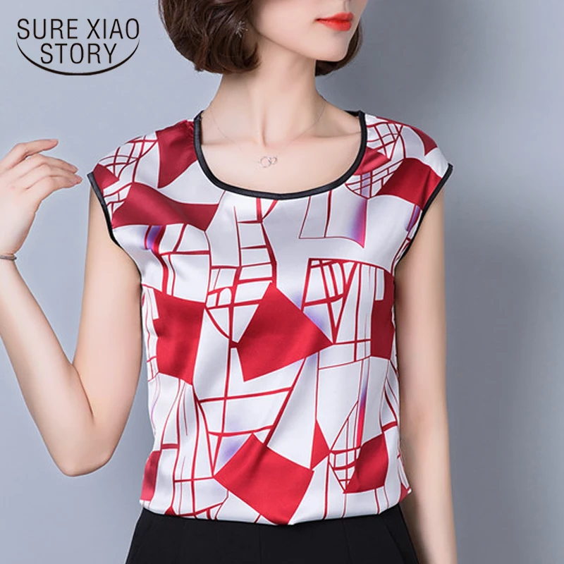 

2020 summer sleeveless chiffon women blouse shirt geometric striped women's clothing plus size 5XL women's tops blusas D733 30