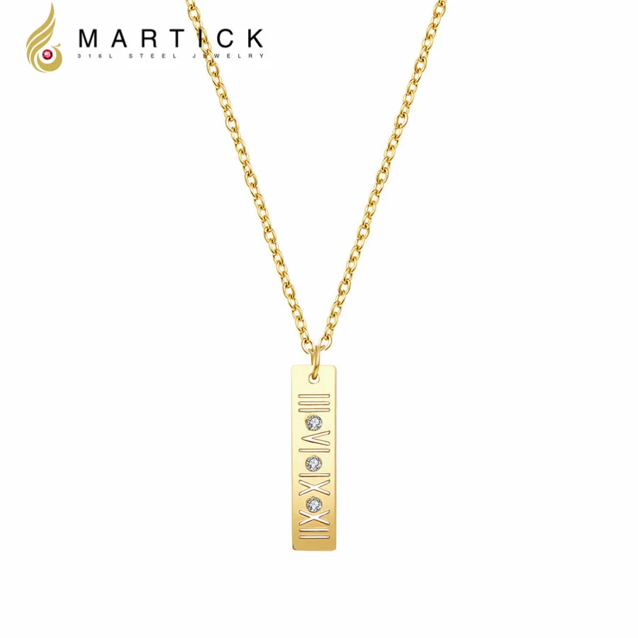 Женская цепочка с римскими цифрами Martick ожерелье из нержавеющей стали 316L