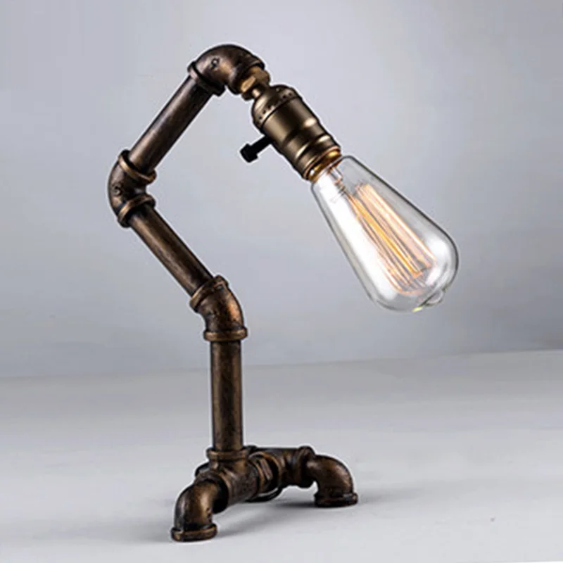 Vintage Bar Counter Table Light Metal Water Tube American Country Rustic industrial Bedroom Lamp Study Room Desk Lights | Освещение