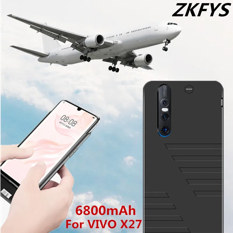 Чехол ZKFYS для заряда аккумуляторов VIVO X27 чехол аккумулятора 6800 мАч портативный